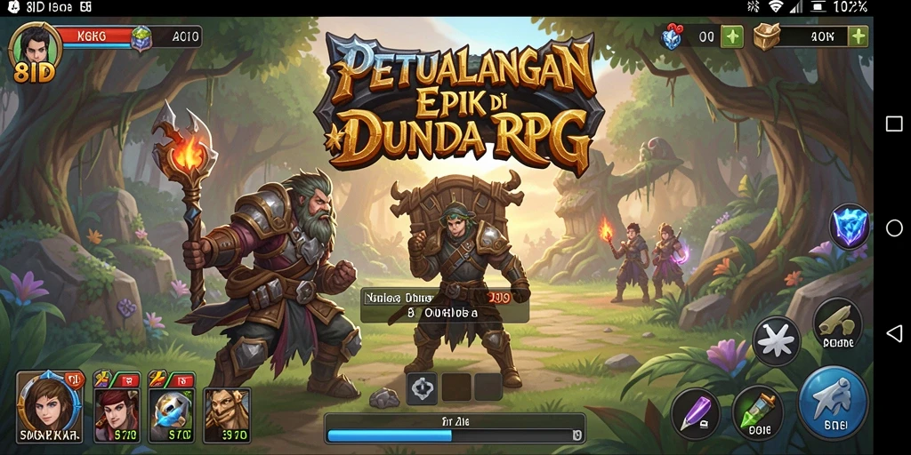 Screenshot utama 8ID menampilkan aksi pertempuran seru di dunia RPG.