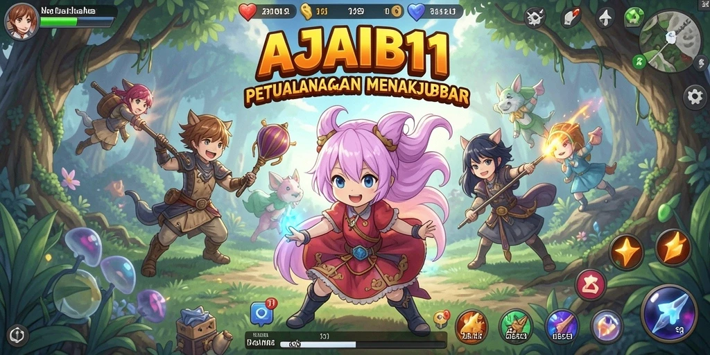 Tampilan gameplay AJAIB11 yang memukau dan penuh warna.