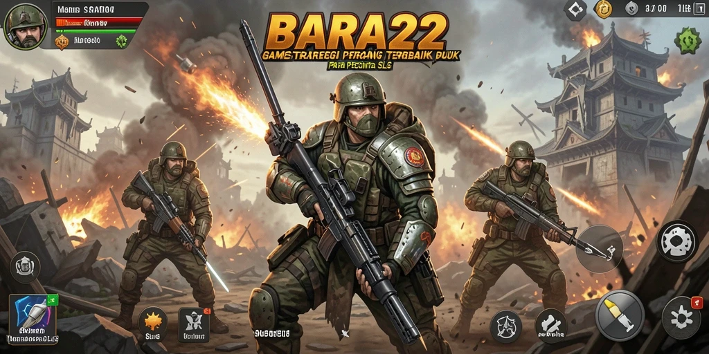 Tampilan gameplay BARA22 dengan aksi pertempuran SLG yang mendebarkan.