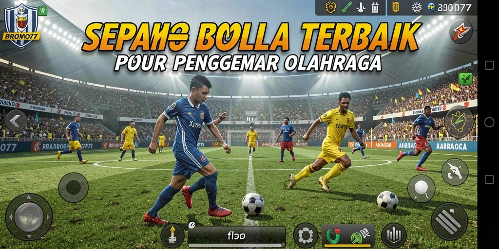 Tampilan gameplay seru di BROMO77 dengan aksi sepak bola nyata.