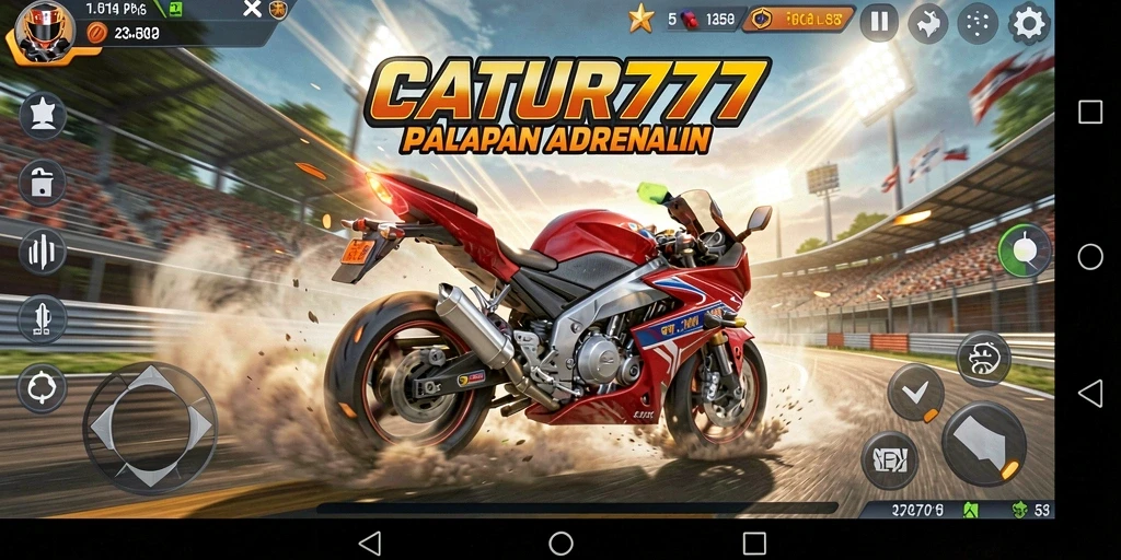 Gameplay seru dengan balapan motor yang mendebarkan.