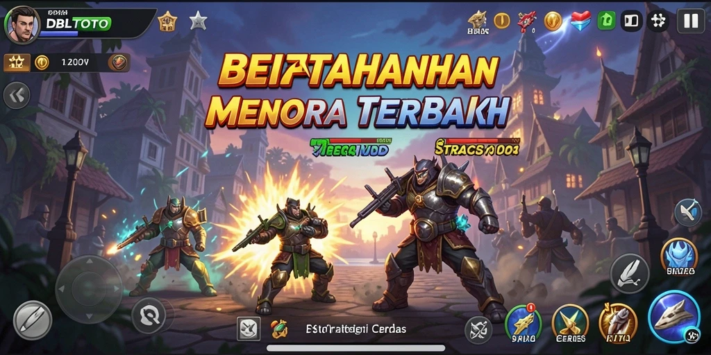 Screenshot gameplay DBLTOTO menampilkan aksi menara pertahanan yang mendebarkan.