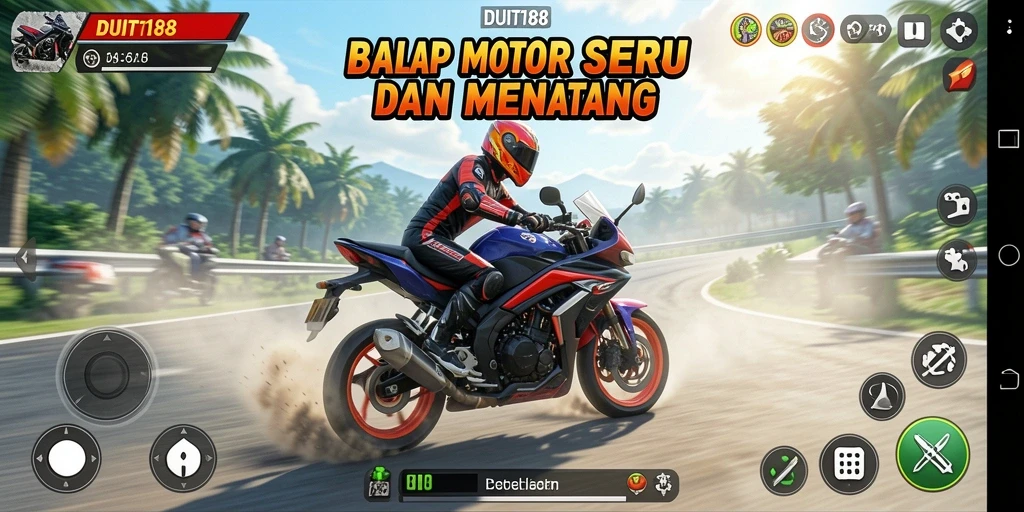 Gameplay balap motor yang mendebarkan di DUIT188.
