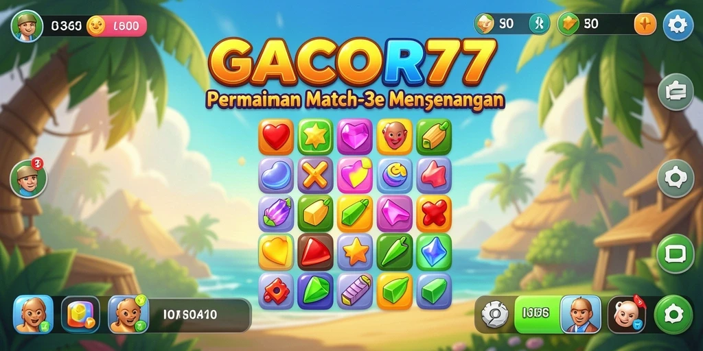 Screenshot gameplay yang menampilkan aksi mencocokkan elemen di GACOR77.
