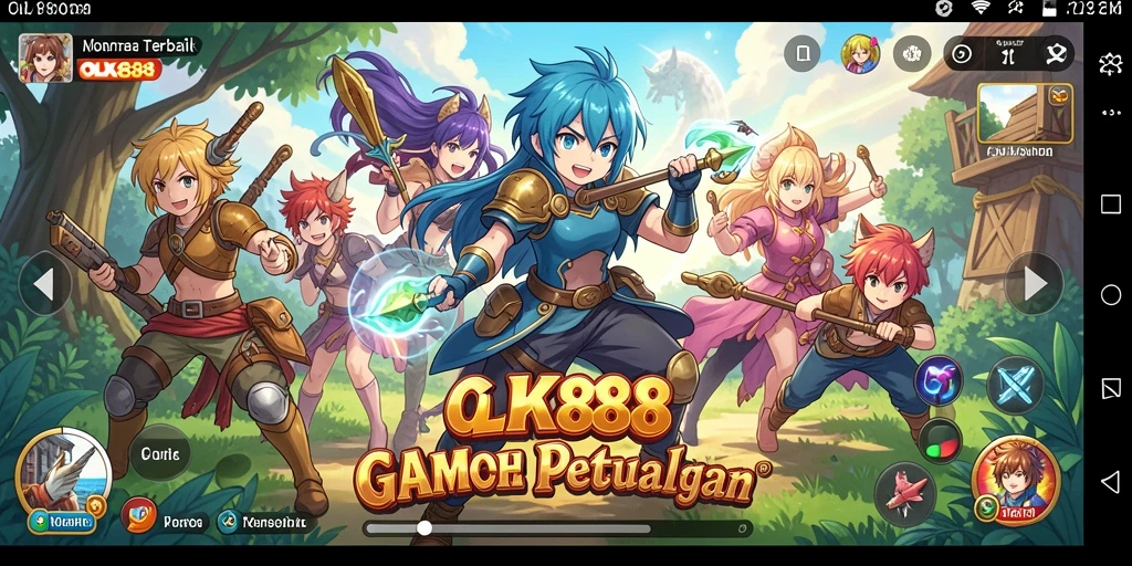 Screenshot utama gameplay OLX888 yang menampilkan karakter anime beraksi.