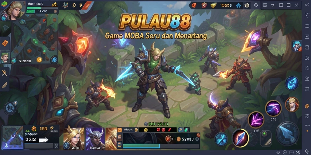Tampilan gameplay PULAU88 yang mendebarkan di arena MOBA.