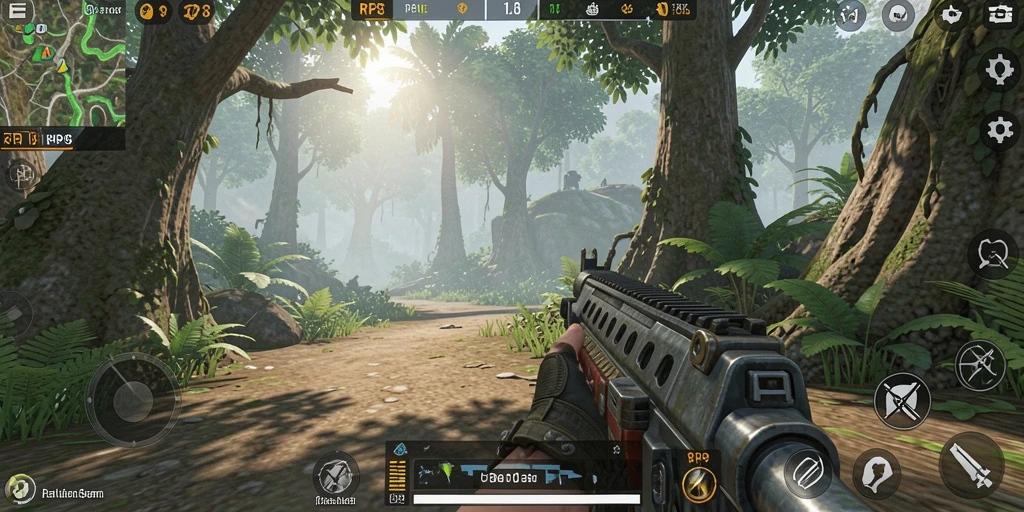 Tangkapan layar utama RP8 menampilkan aksi seru dalam gameplay TPS.