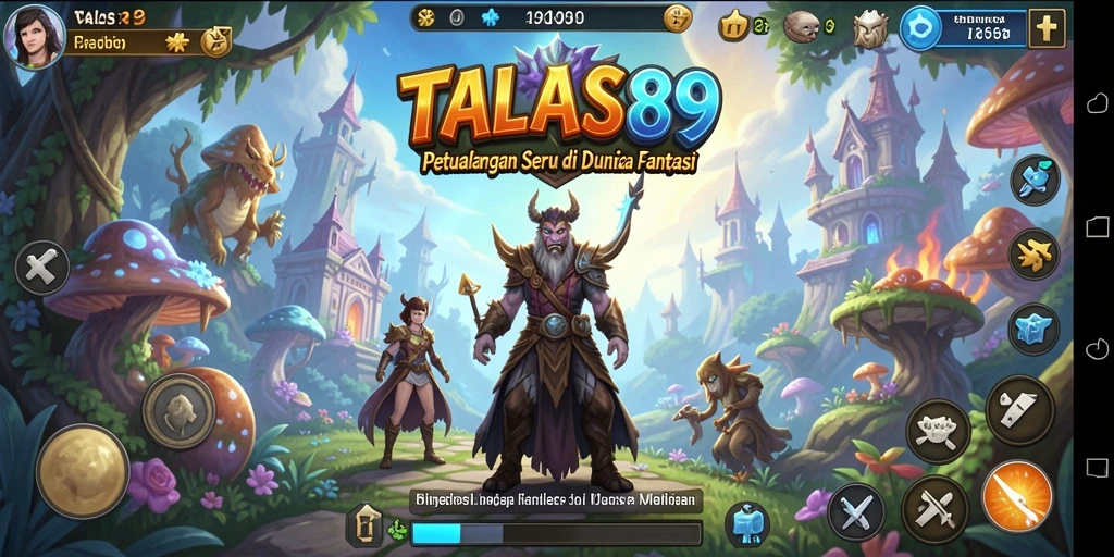 Screenshot utama TALAS89 menampilkan aksi petualangan seru di dunia fantasi.